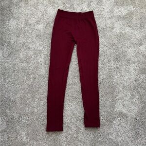 Cotton Candy NYC Fleece Lined Leggings Mauve Burgundy Stretch M/L